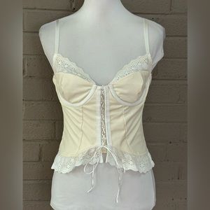 Sky To Moon  Ivory faux leather bra / corset  S